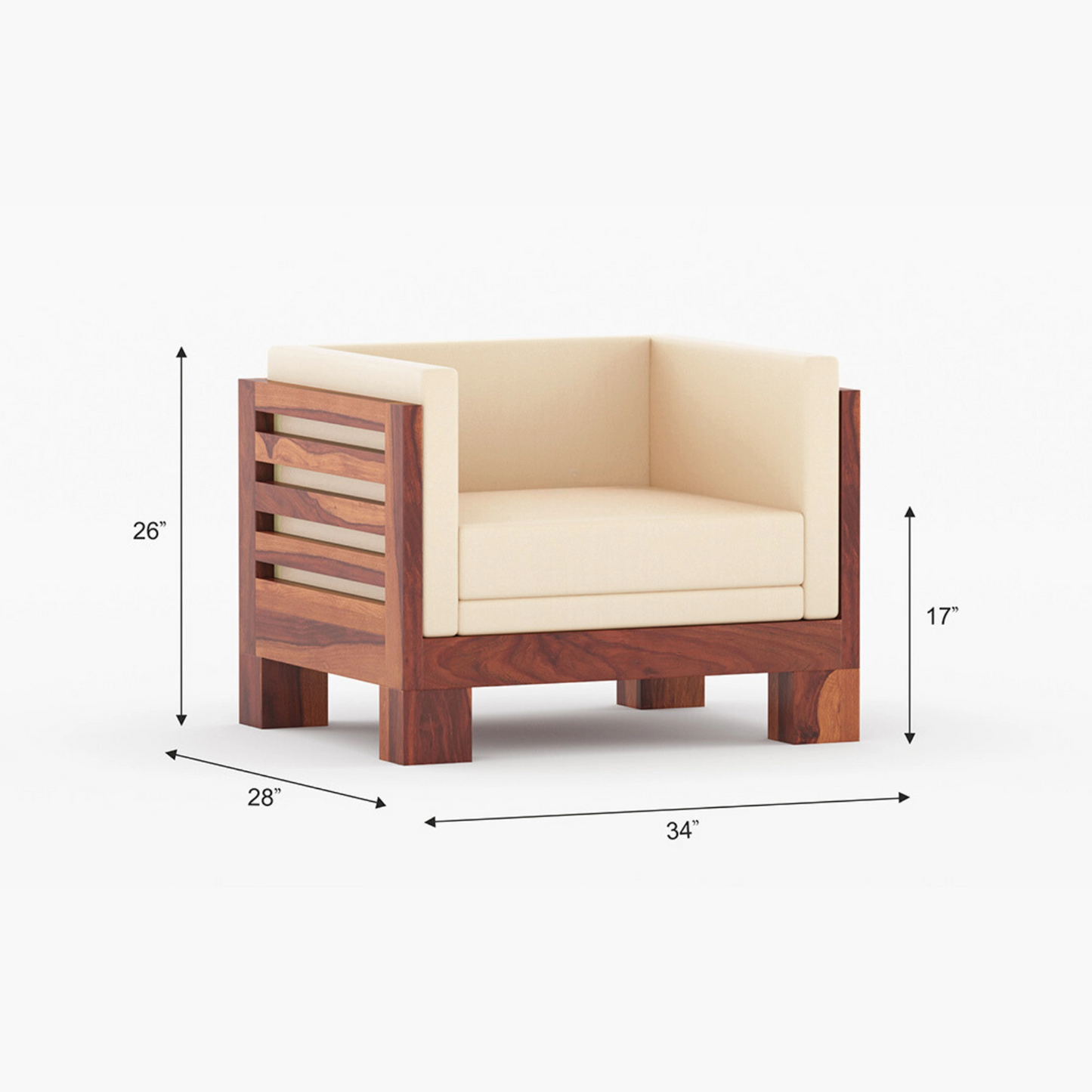 Vilor Solid Sheesham Wooden Sofa Set