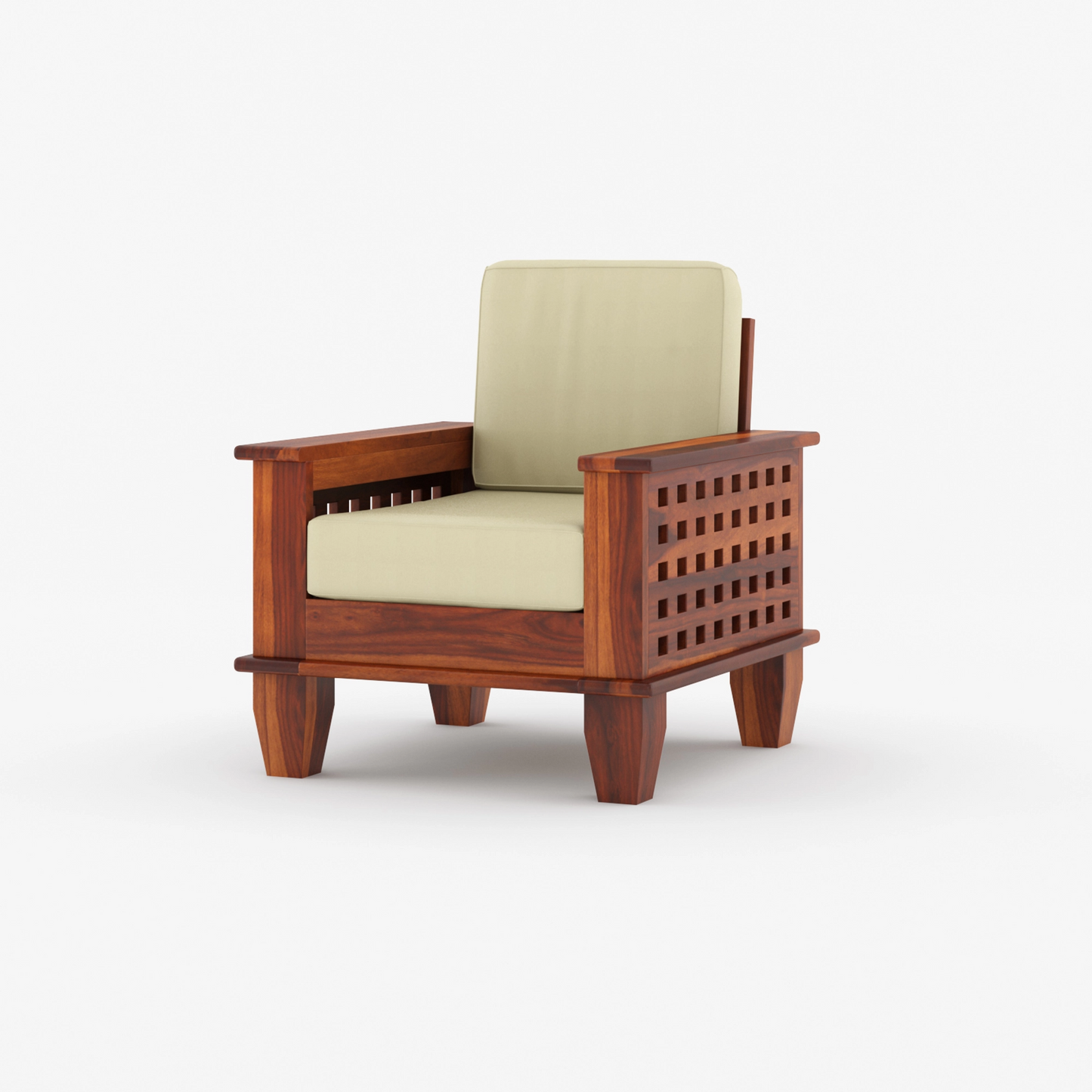 Harman Solid Sheesham Wood Sofa Set (Honey Finish)