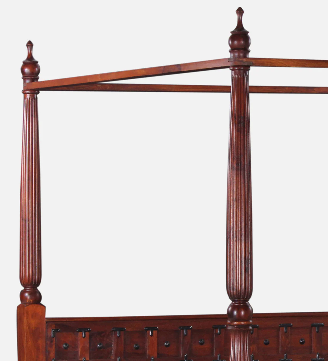 Jodha Traditional Sheesham Wood Poster Bed In Honey Oak Finish