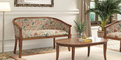 Flora Solid Sheesham Wood Sofa Set (Honey Finish)