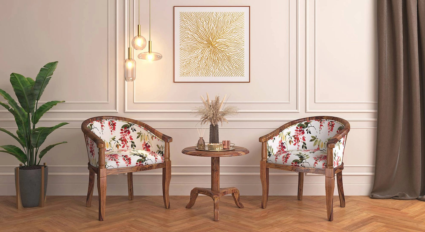 Flora Solid Sheesham Wood Sofa Set (Honey Finish)