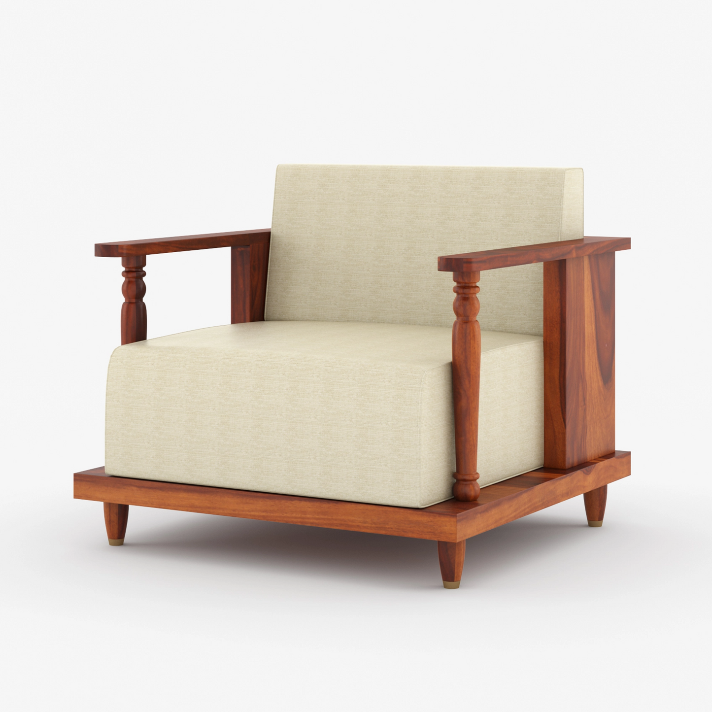 Round carve Solid Sheesham Wood Sofa Set (Honey Finish)