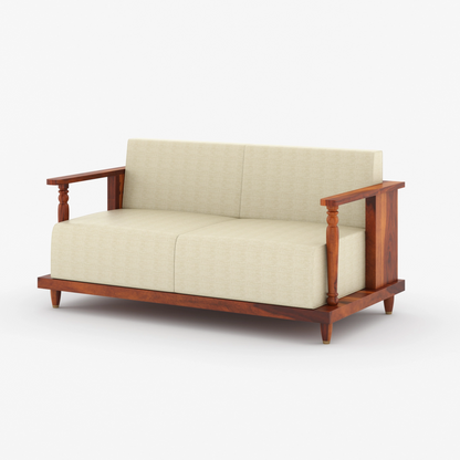 Round carve Solid Sheesham Wood Sofa Set (Honey Finish)