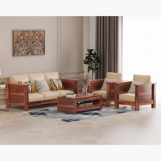Atlos Solid Sheesham Wooden Sofa Set