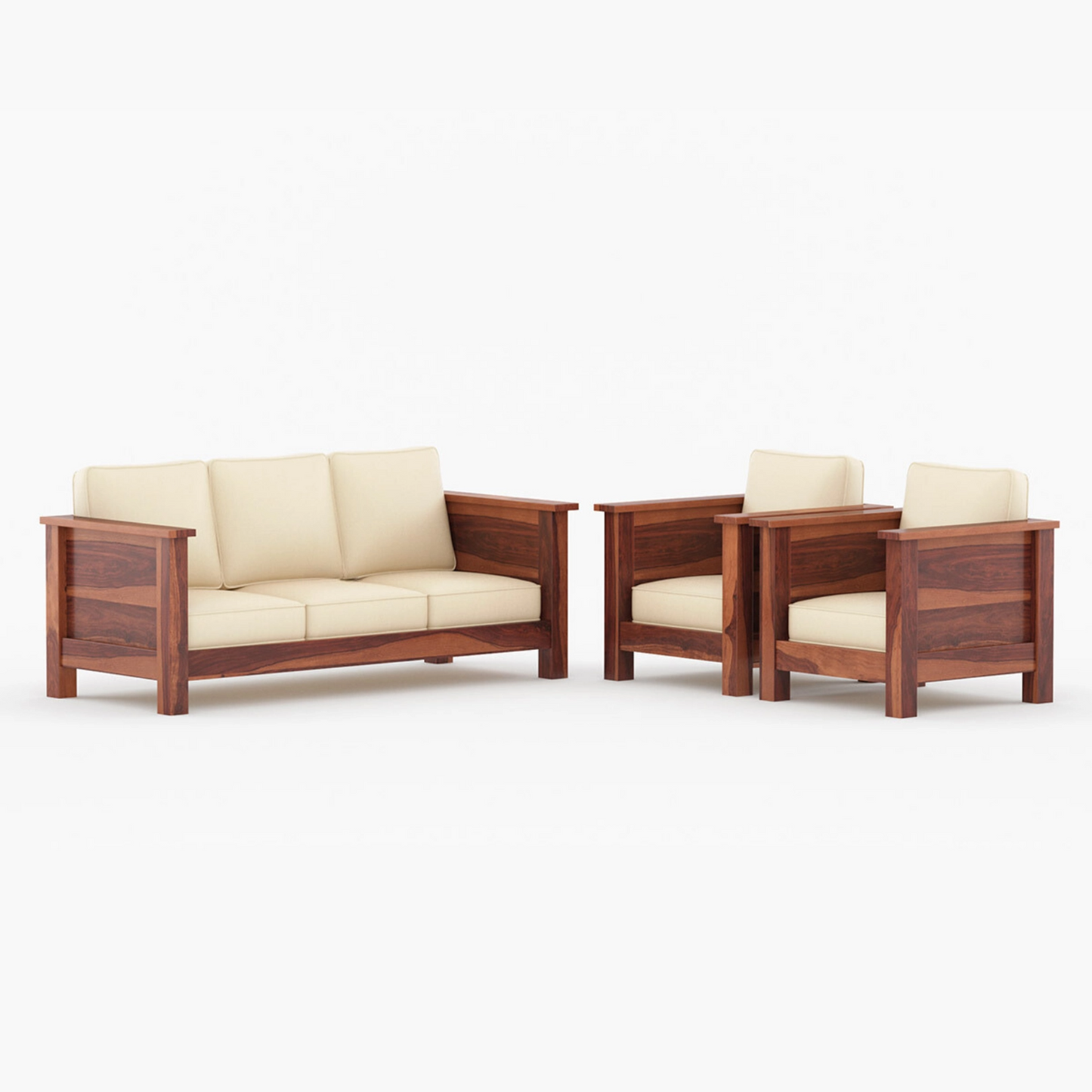 Atlos Solid Sheesham Wooden Sofa Set