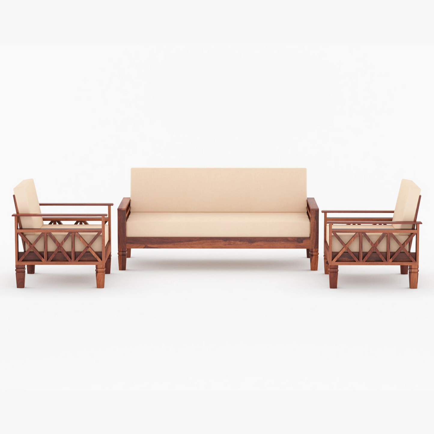Drivo Solid Sheesham Wooden Sofa Set