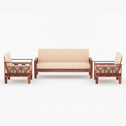 Drivo Solid Sheesham Wooden Sofa Set
