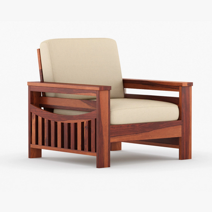 Joy Solid Sheesham Wood Sofa Set (Honey Finish)