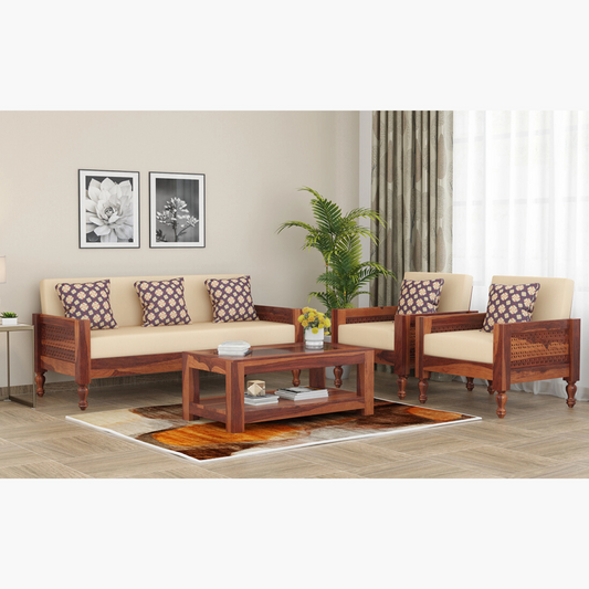 Brick Solid Sheesham Wooden Sofa Set