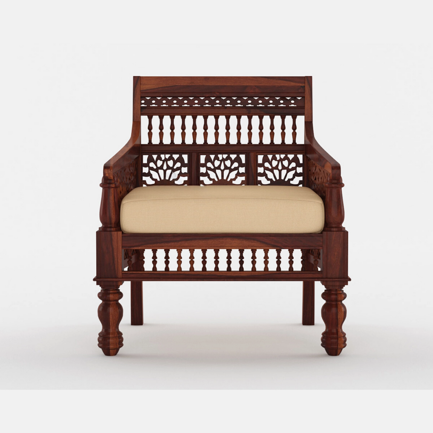 Jodha Solid Sheesham Wood Sofa Set (Honey Finish)