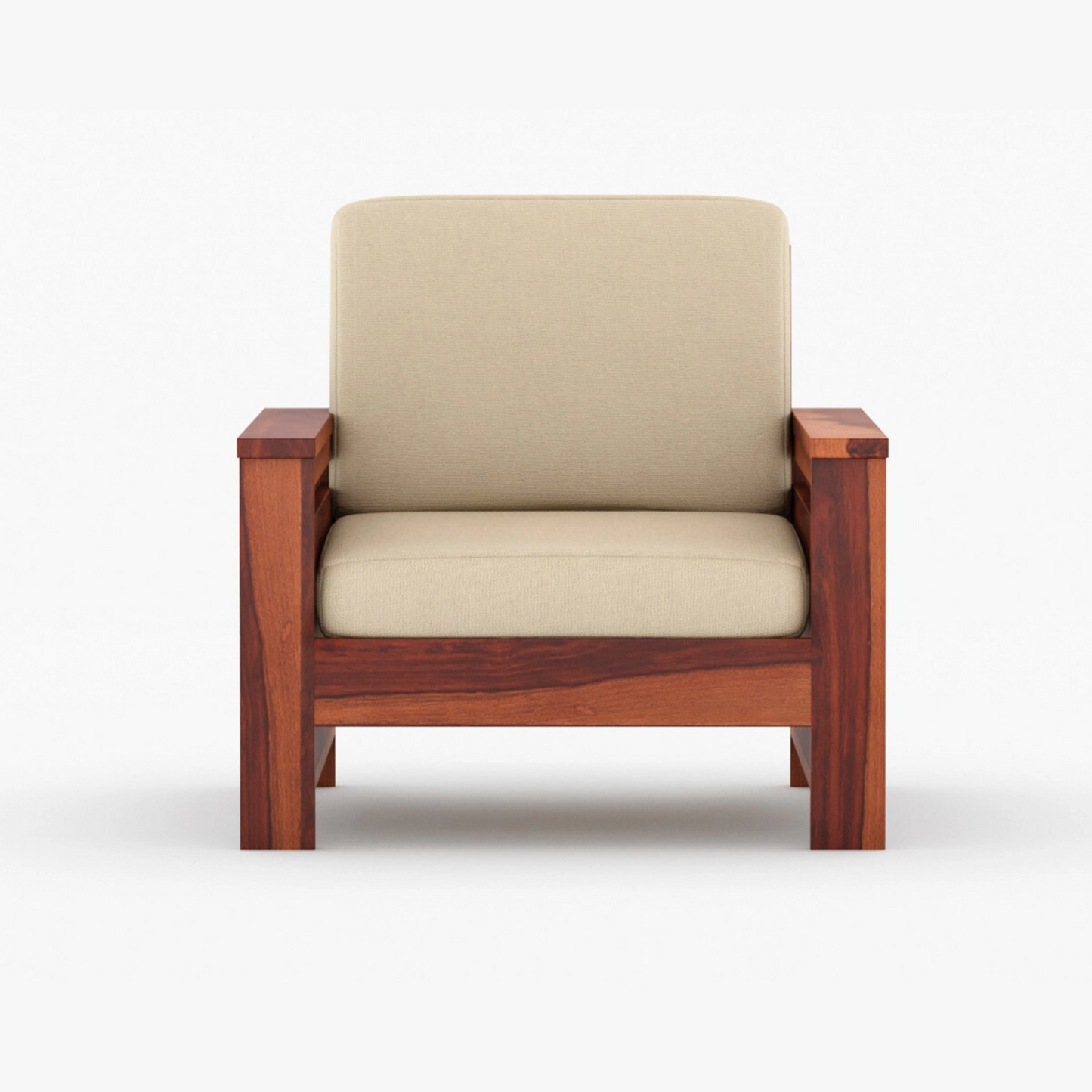 Joy Solid Sheesham Wood Sofa Set (Honey Finish)