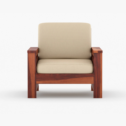 Joy Solid Sheesham Wood Sofa Set (Honey Finish)