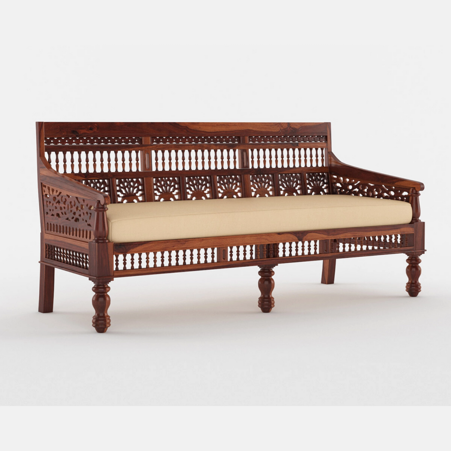 Jodha Solid Sheesham Wood Sofa Set (Honey Finish)