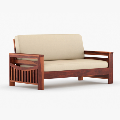 Joy Solid Sheesham Wood Sofa Set (Honey Finish)