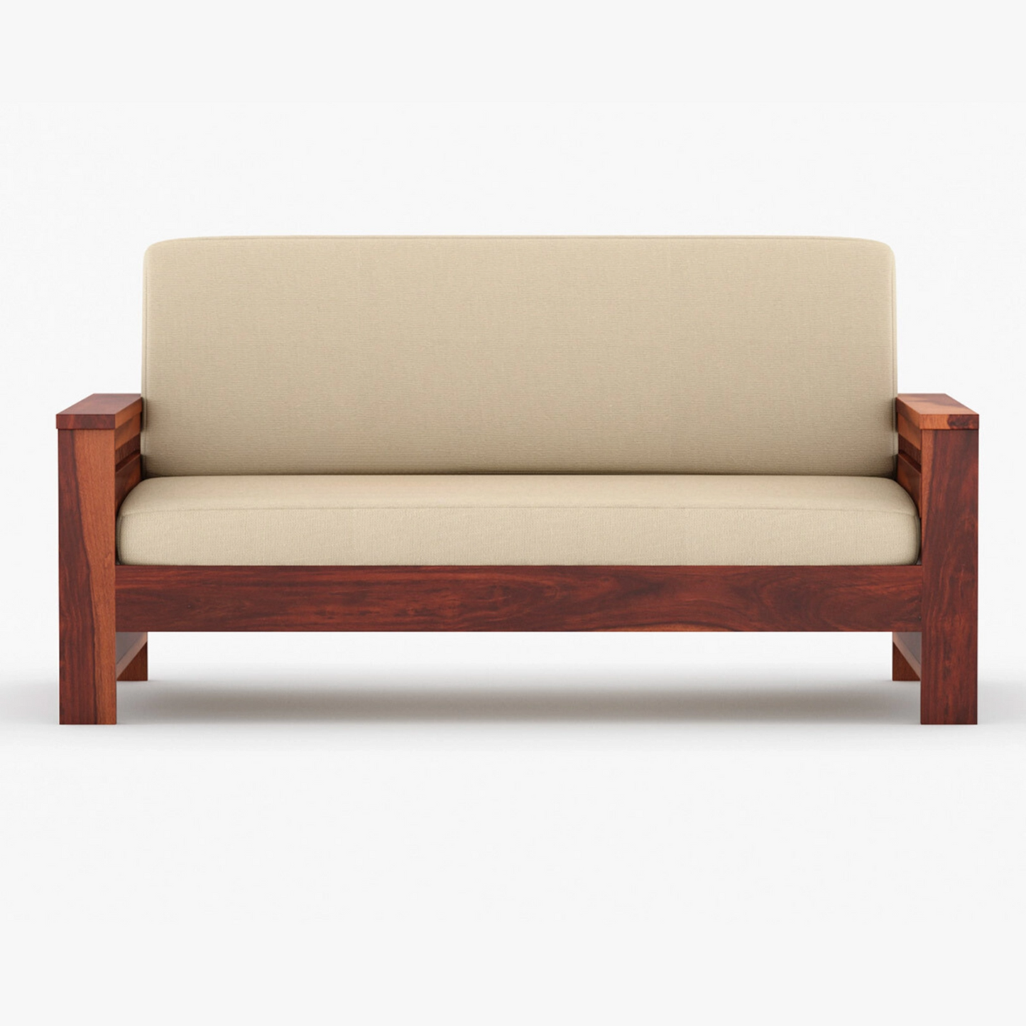 Joy Solid Sheesham Wood Sofa Set (Honey Finish)
