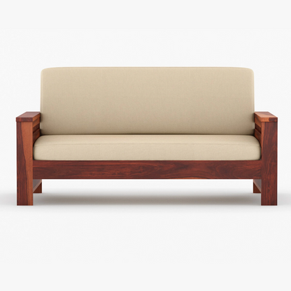 Joy Solid Sheesham Wood Sofa Set (Honey Finish)