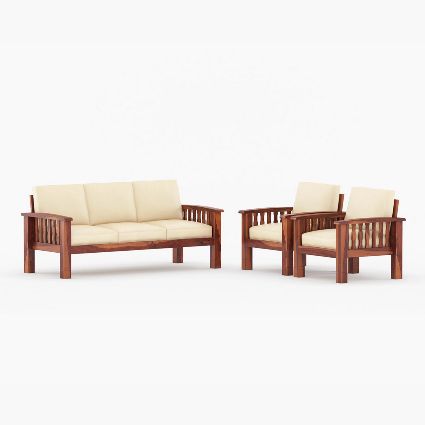 Brio Solid Sheesham Wooden Sofa Set