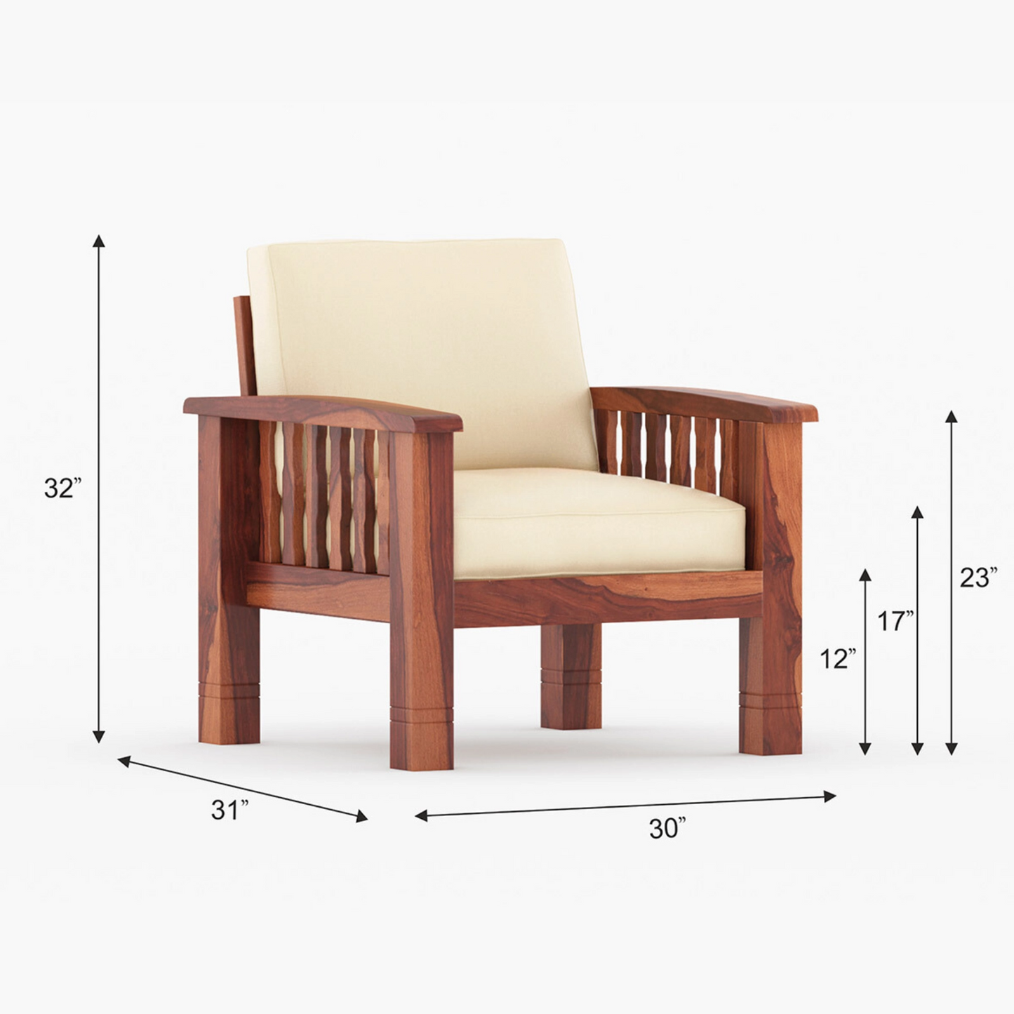 Brio Solid Sheesham Wooden Sofa Set