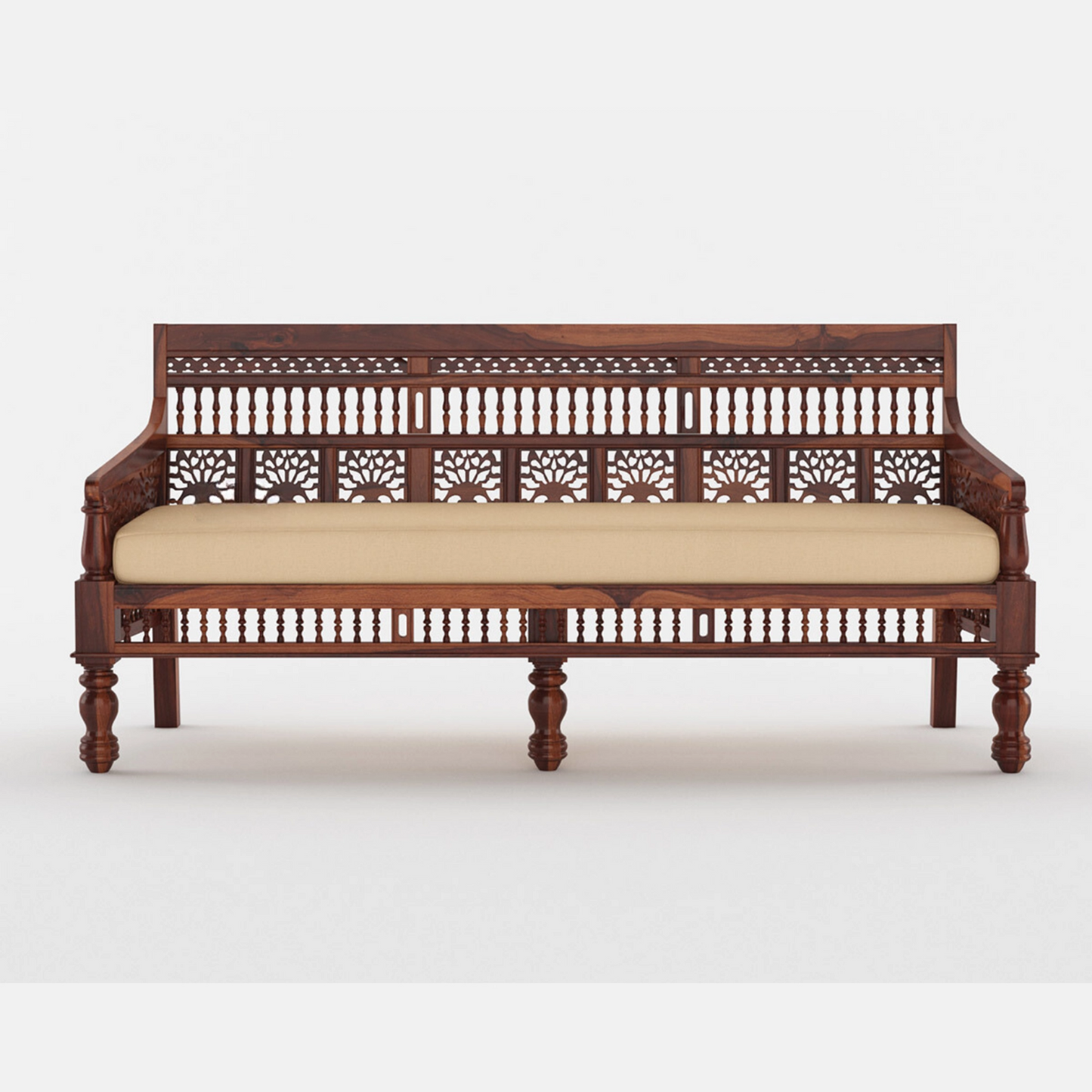 Jodha Solid Sheesham Wood Sofa Set (Honey Finish)