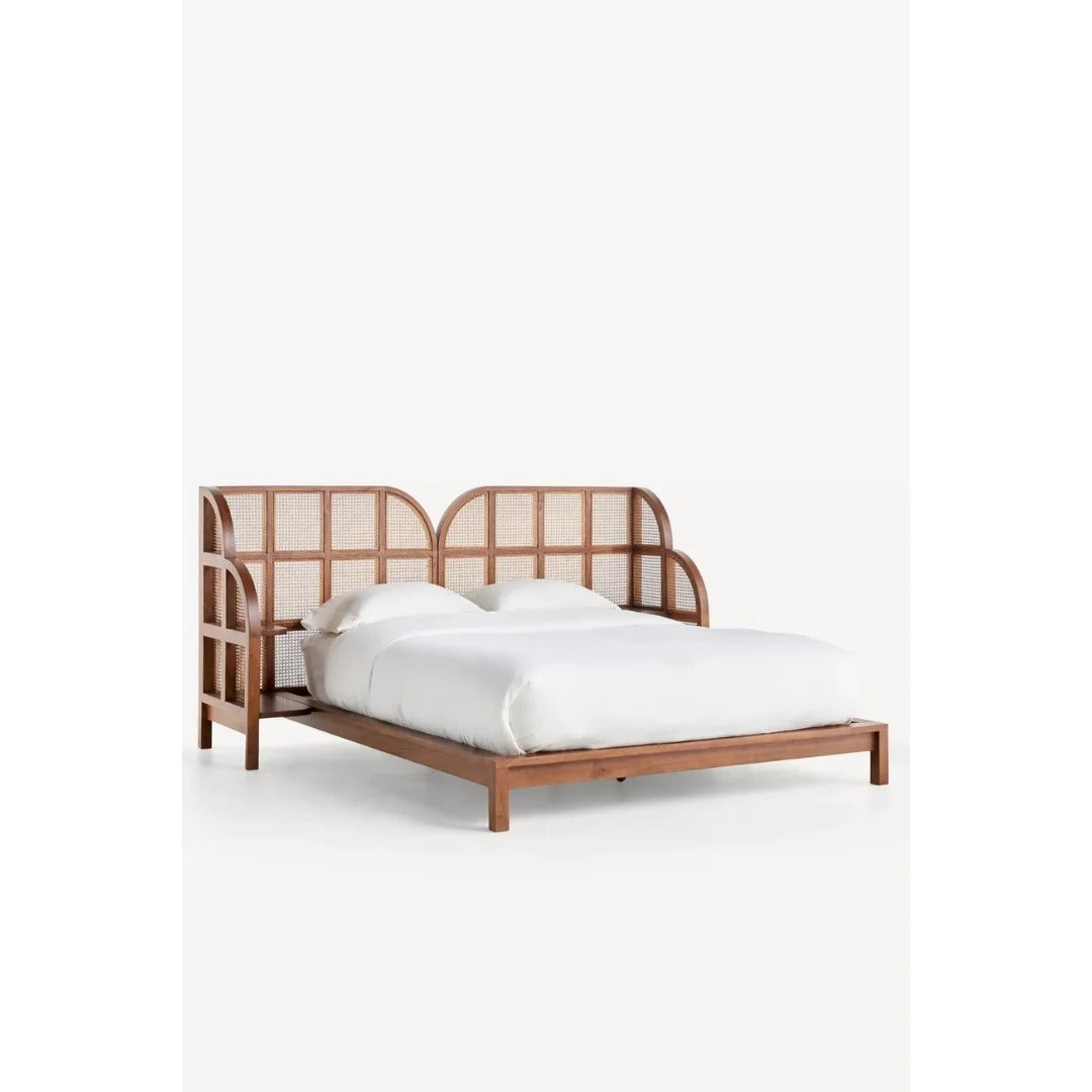 Beach Rattan Solid Wood Bed