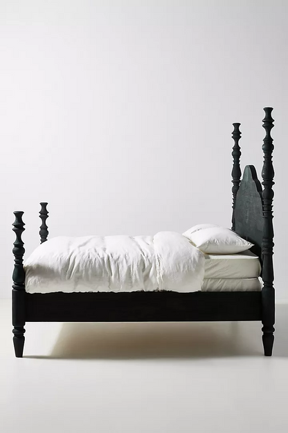 Colocal Acacia Wood Poster Bed With Black Finish