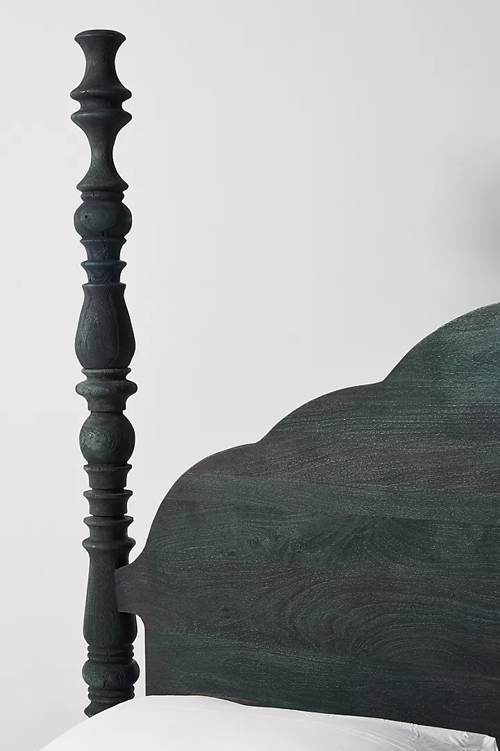 Colocal Acacia Wood Poster Bed With Black Finish