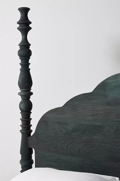 Colocal Acacia Wood Poster Bed With Black Finish