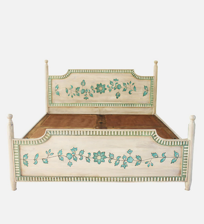 Jaipuri Hand Painted Solid Wood Bed