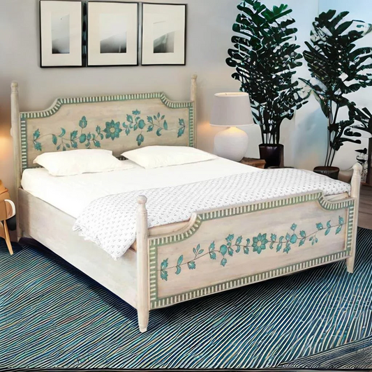 Jaipuri Hand Painted Solid Wood Bed