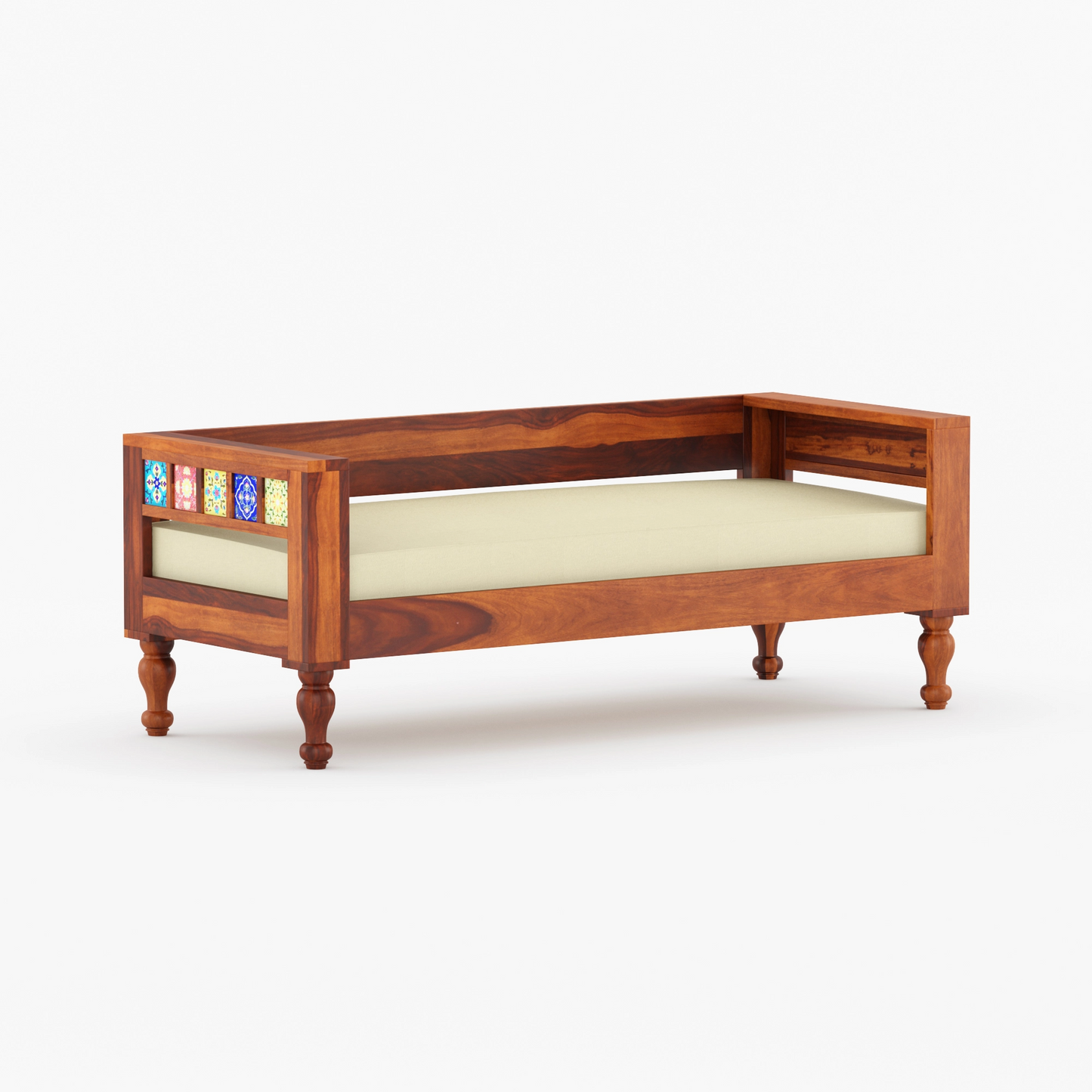 Rio tile Solid Sheesham Wood Sofa Set (Honey Finish)