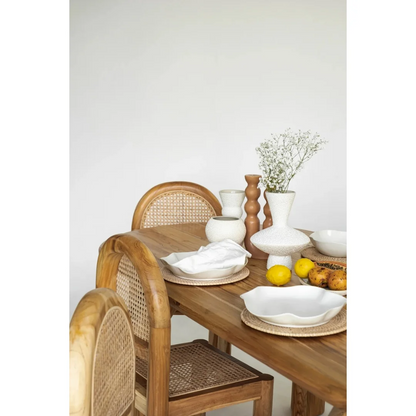 Round carve Solid Teakwood Dining Table Set