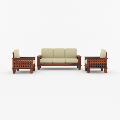 Harman Solid Sheesham Wood Sofa Set (Honey Finish)