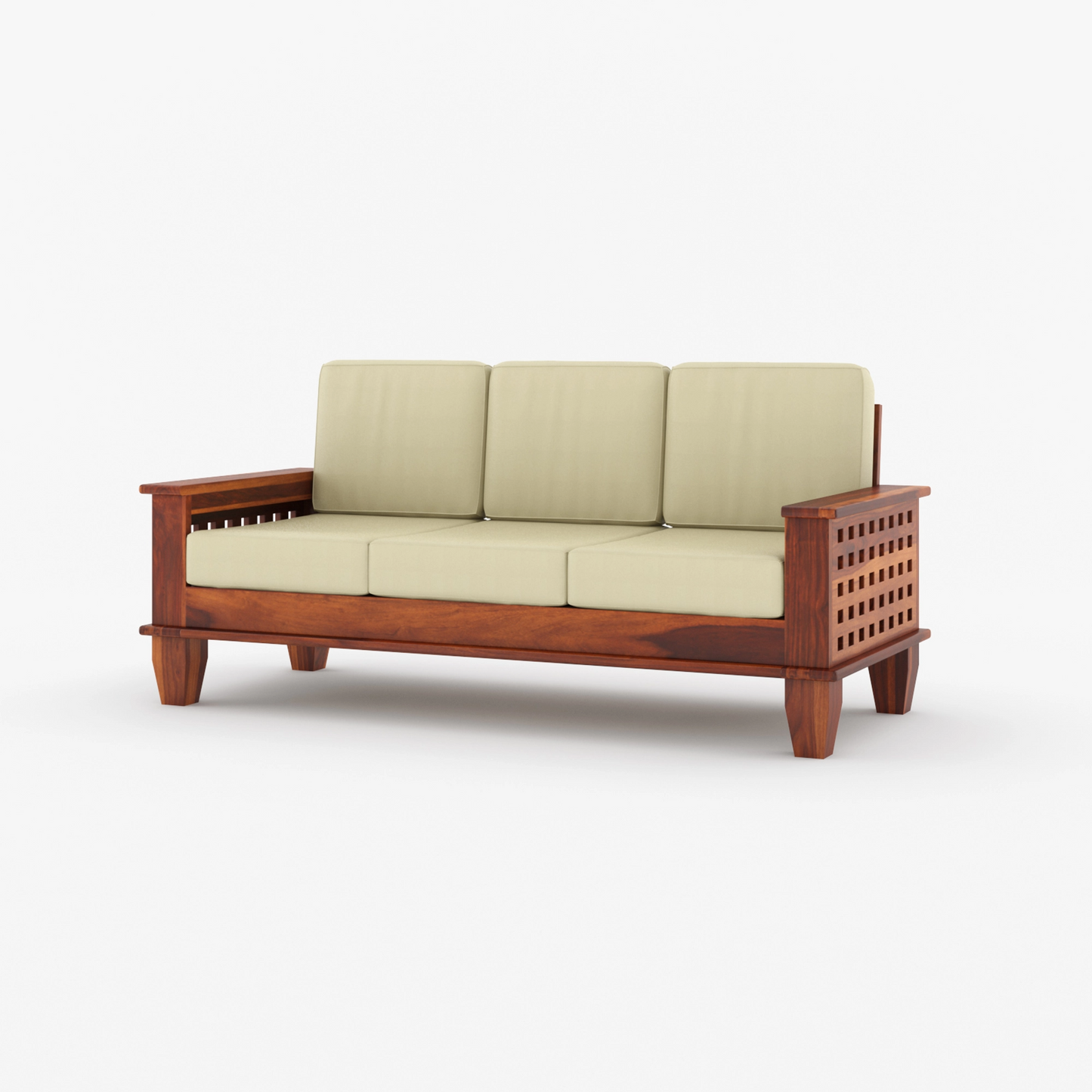Harman Solid Sheesham Wood Sofa Set (Honey Finish)