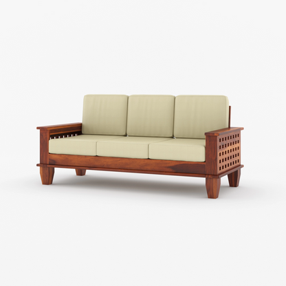 Harman Solid Sheesham Wood Sofa Set (Honey Finish)
