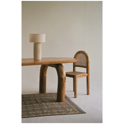 Round carve Solid Teakwood Dining Table Set