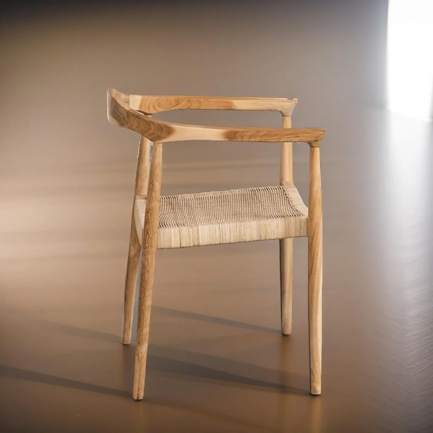 Orva Solid Teakwood Dining Table Set With Rattan Chairs