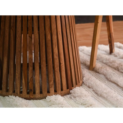 Julias Rattan Solid Mango Wood Round 4 Seater Dining Table Set