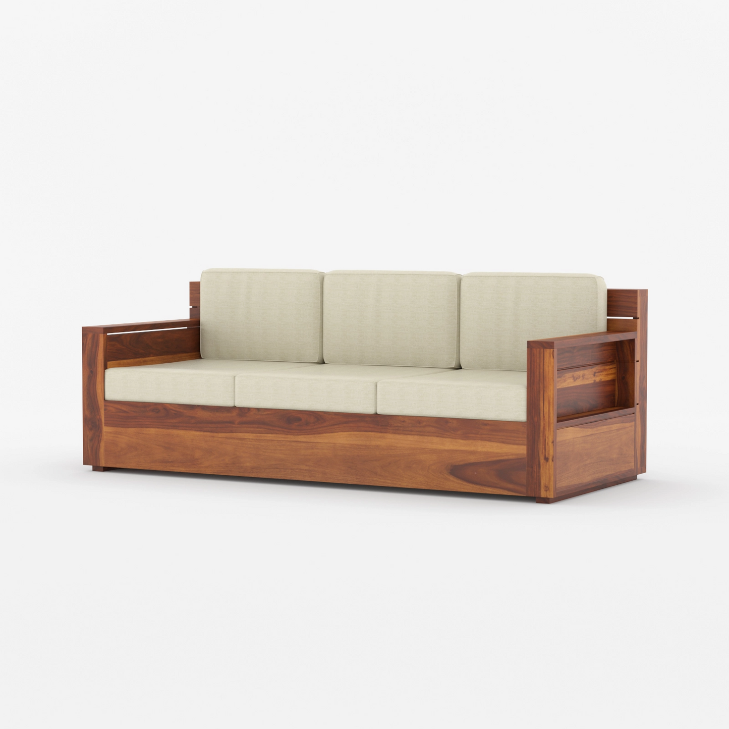 Sonu Solid Sheesham Wood Sofa Set (Honey Finish)