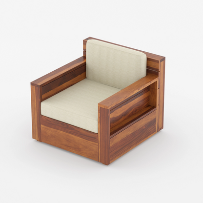 Sonu Solid Sheesham Wood Sofa Set (Honey Finish)