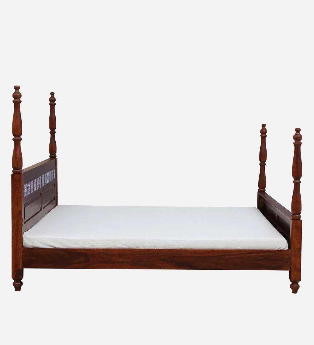 Jodha Tile Sheesham Wood Poster Bed In Honey Oak Finish