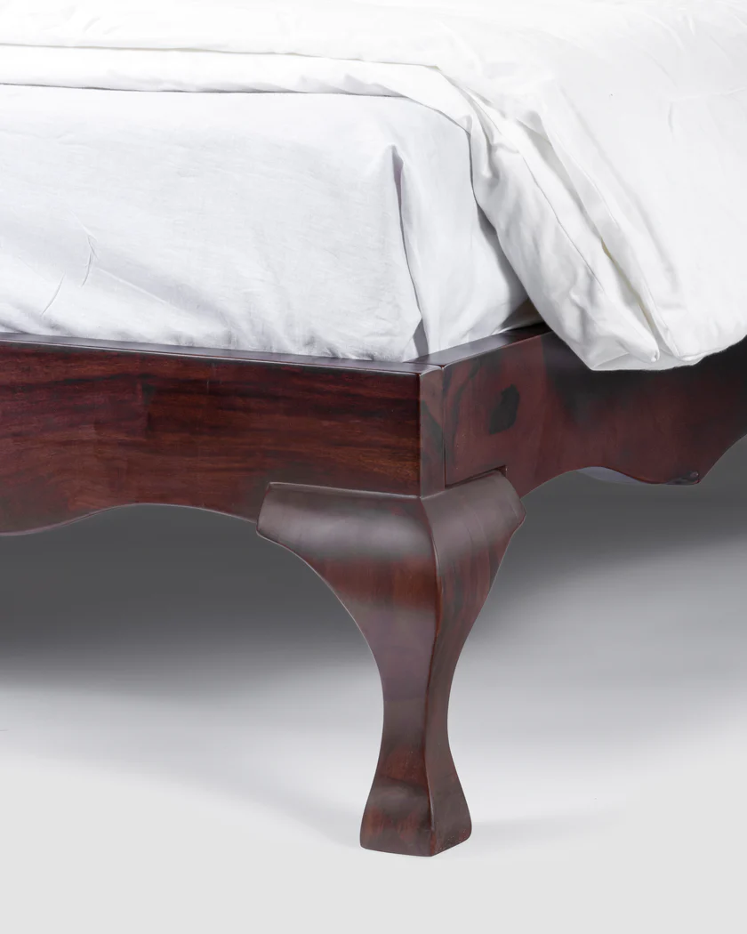 Carve Solid Sheesham Wood Rattan Bed