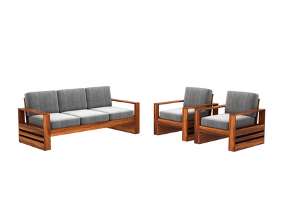 hayat Solid Sheesham Wood Sofa Set (Honey Finish)