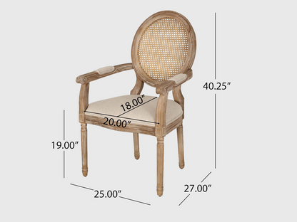 Reo Modern Rattan Solid Mango Wood Round 4 Seater Dining Table Set