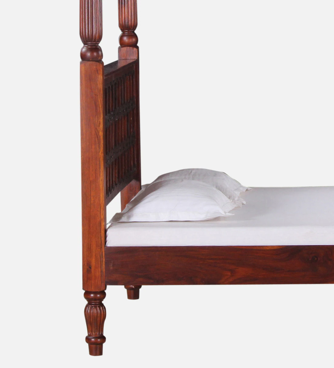 Jodha Traditional Sheesham Wood Poster Bed In Honey Oak Finish