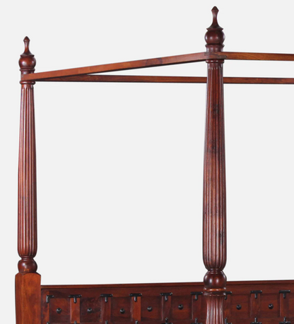 Jodha Traditional Sheesham Wood Poster Bed In Honey Oak Finish